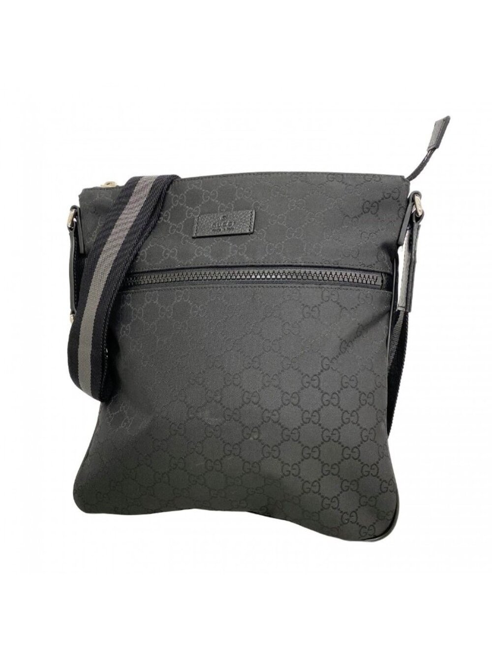 Gucci Shoulder Bag GG Nylon Black Silver